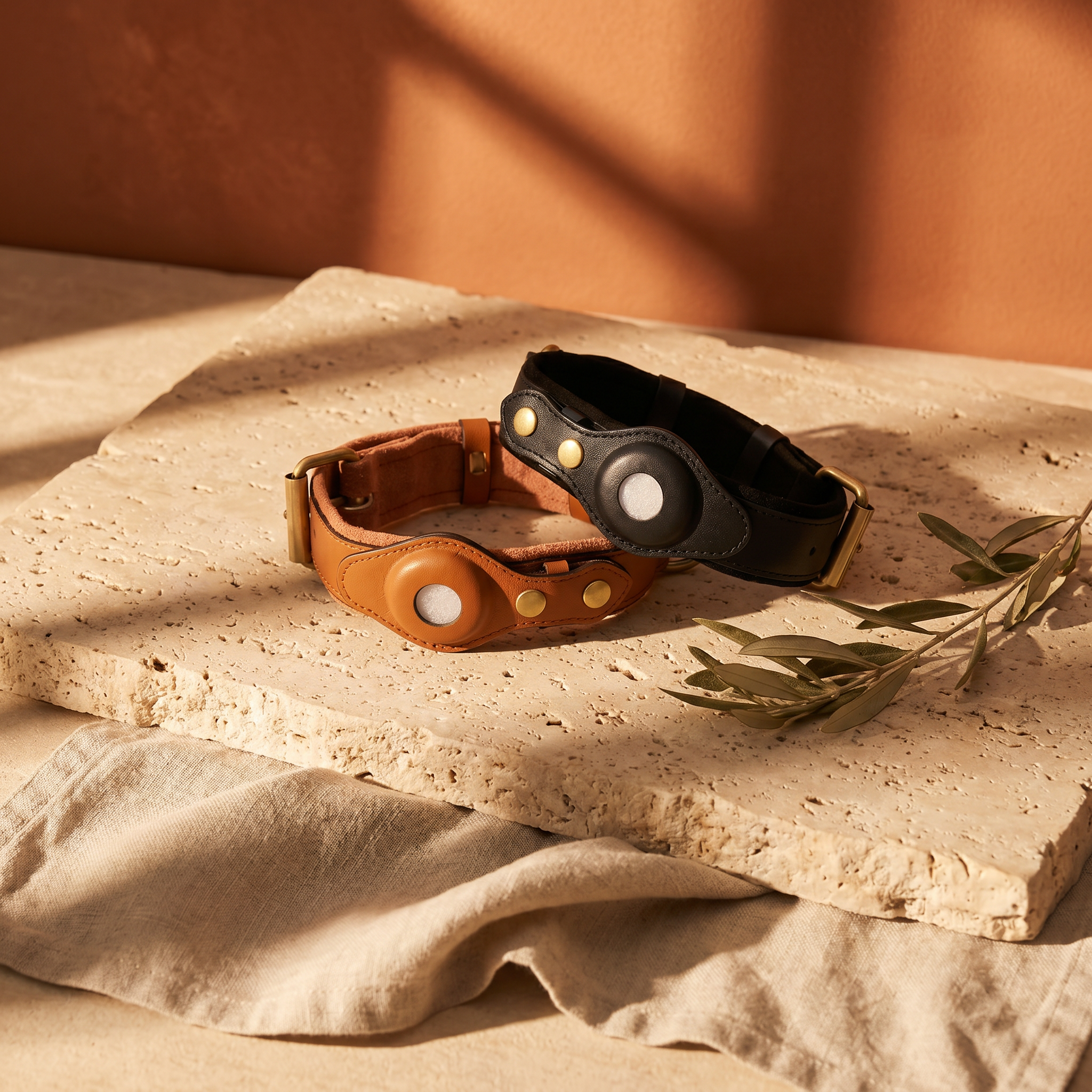 Luxe leren hondenhalsband met AirTag (tracker voor honden)