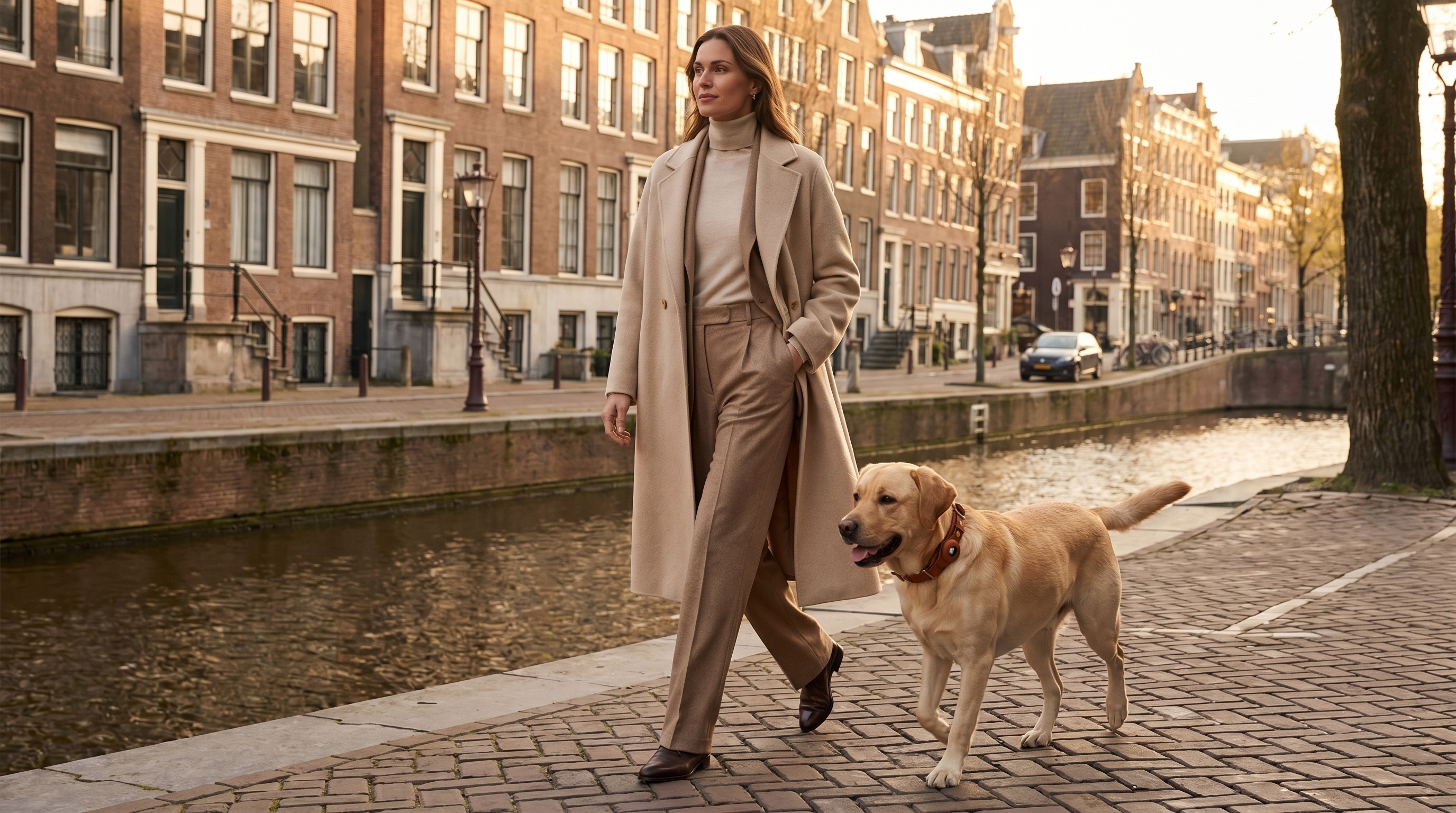 Luxe leren hondenhalsband met AirTag (tracker voor honden)