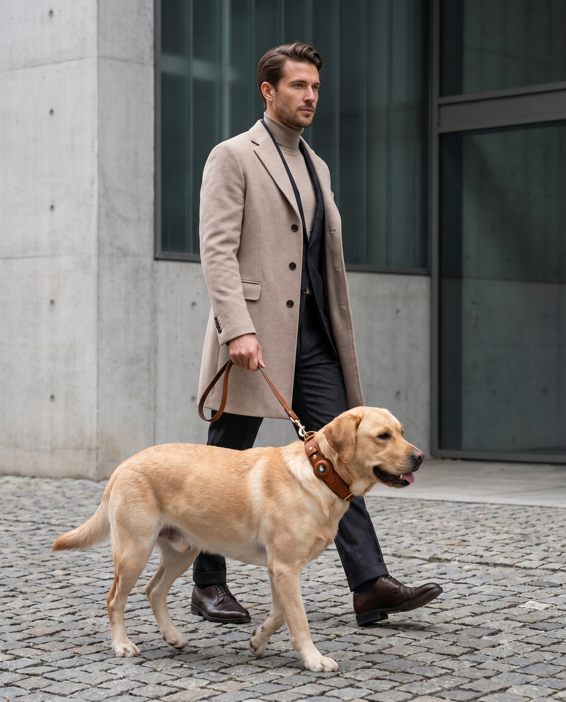Luxe leren hondenhalsband met AirTag (tracker voor honden)