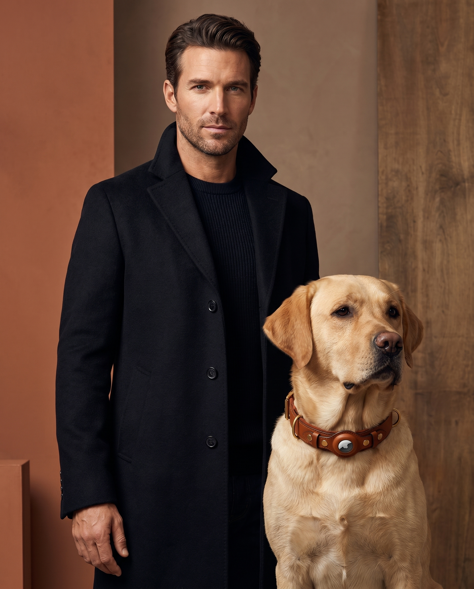 Luxe leren hondenhalsband met AirTag (tracker voor honden)