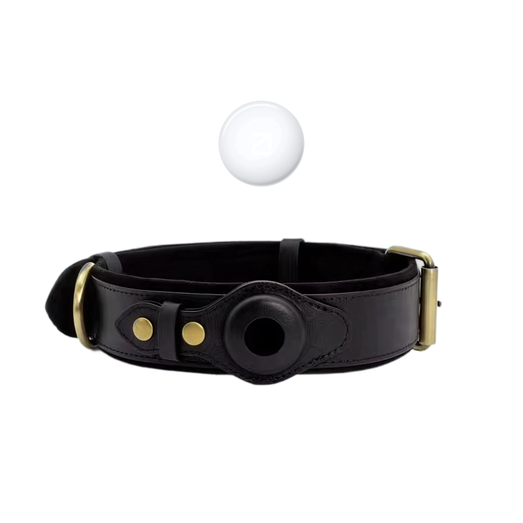 Luxe leren hondenhalsband met AirTag (tracker voor honden)