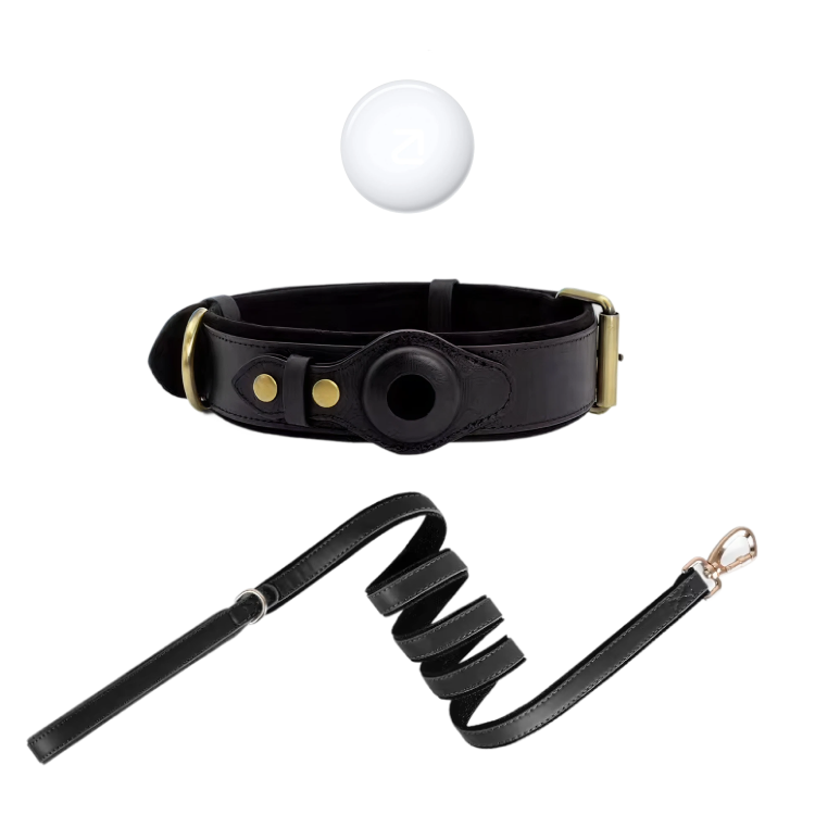 Luxe leren hondenhalsband met AirTag (tracker voor honden)