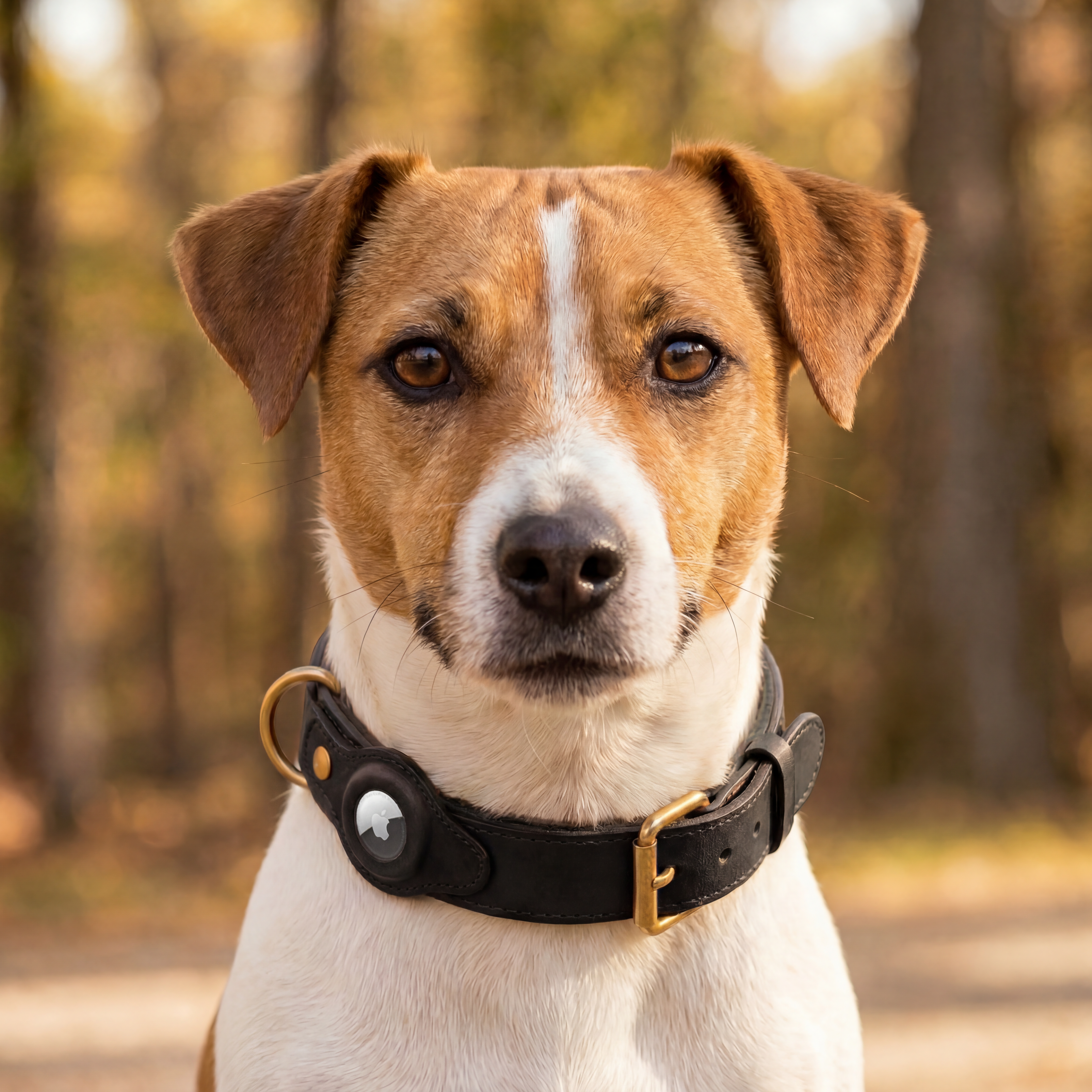 Luxe leren hondenhalsband met AirTag (tracker voor honden)
