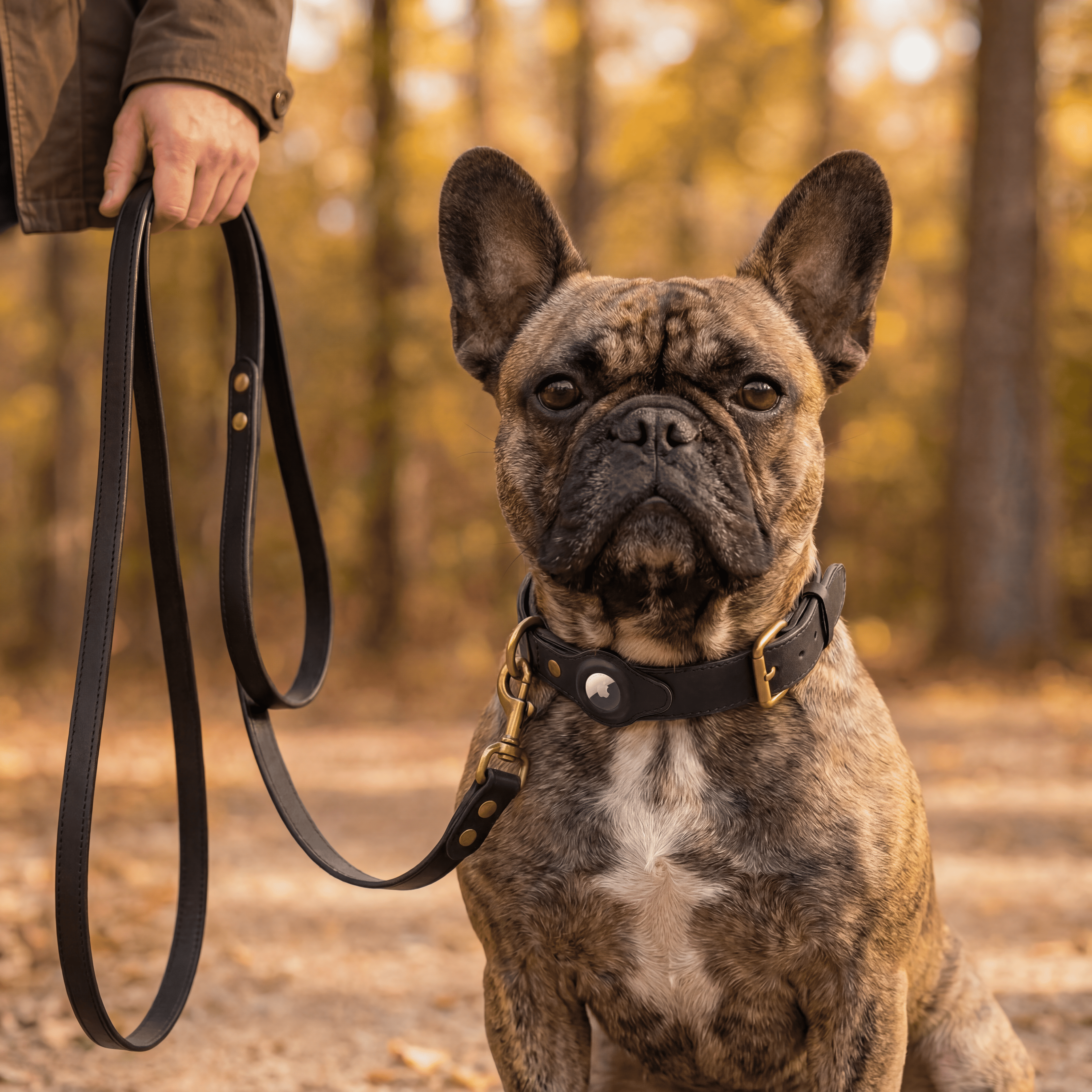 Luxe leren hondenhalsband met AirTag (tracker voor honden)