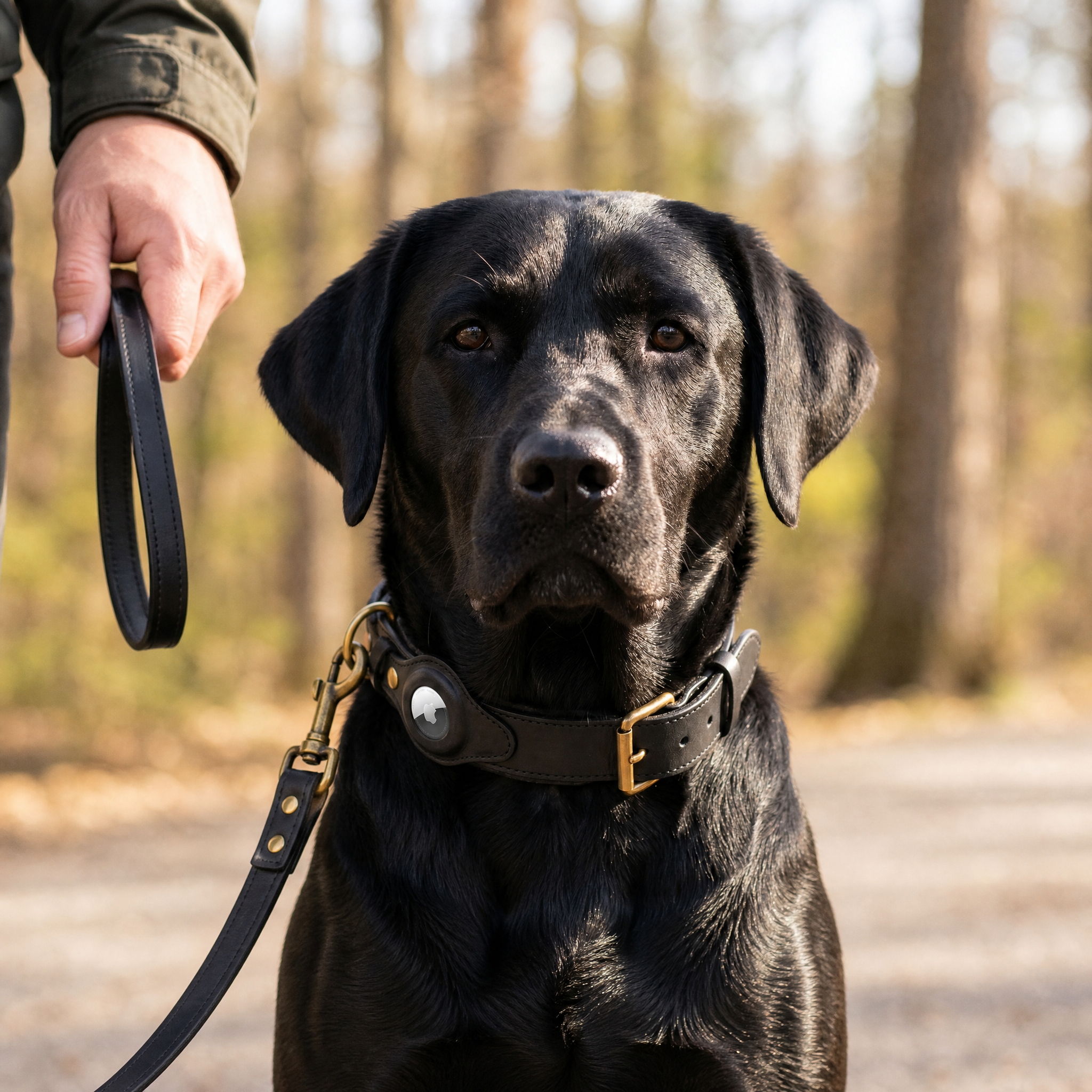 Luxe leren hondenhalsband met AirTag (tracker voor honden)