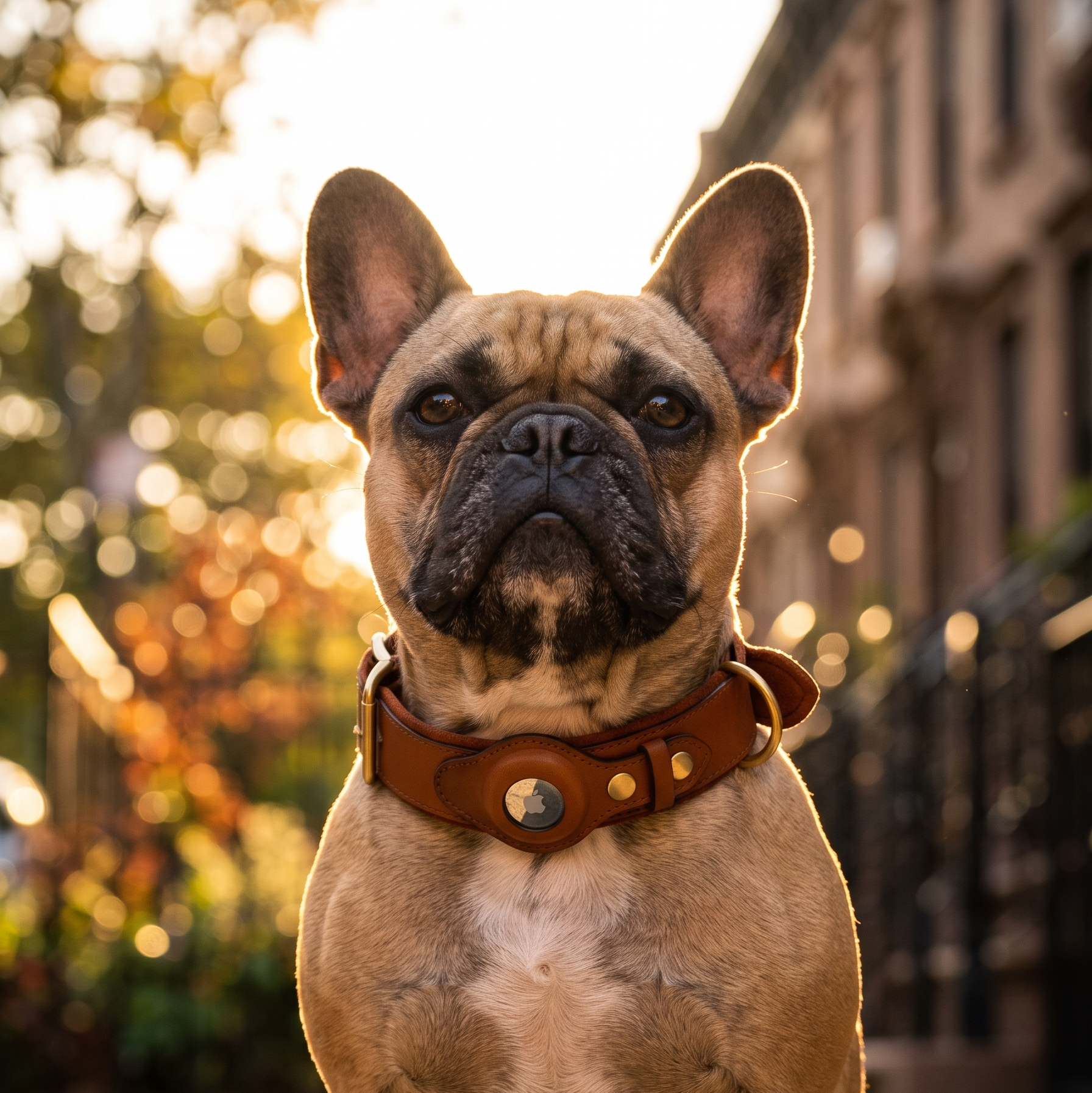 Luxe leren hondenhalsband met AirTag (tracker voor honden)