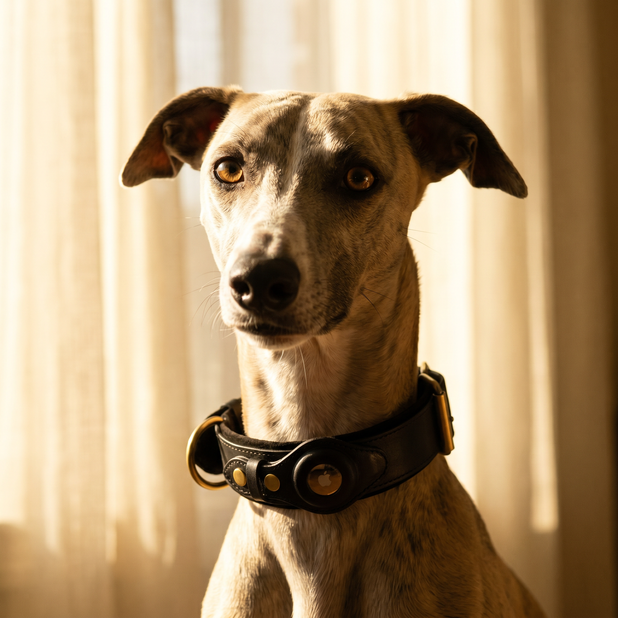 Luxe leren hondenhalsband met AirTag (tracker voor honden)