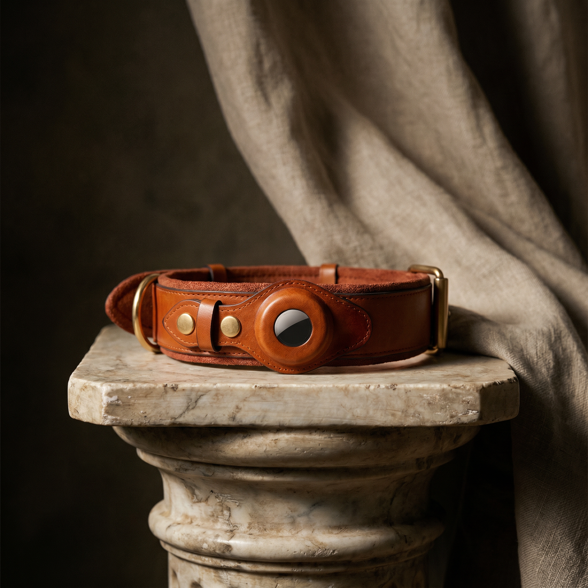 Luxe leren hondenhalsband met AirTag (tracker voor honden)