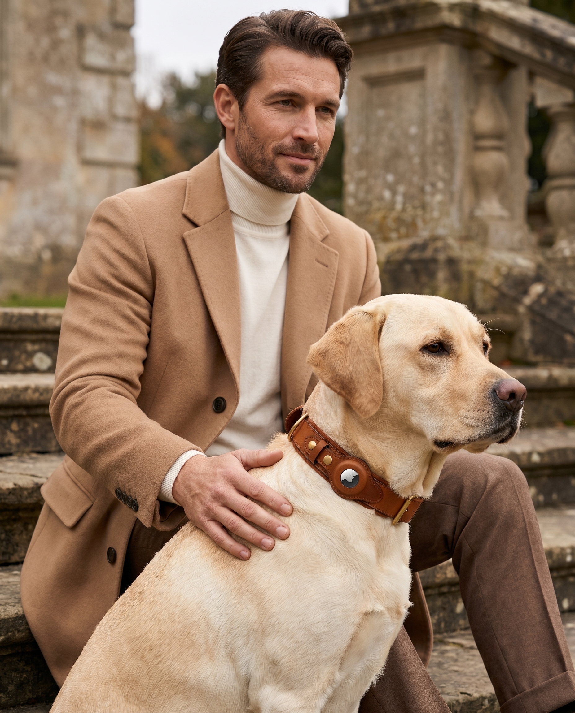 Luxe leren hondenhalsband met AirTag (tracker voor honden)