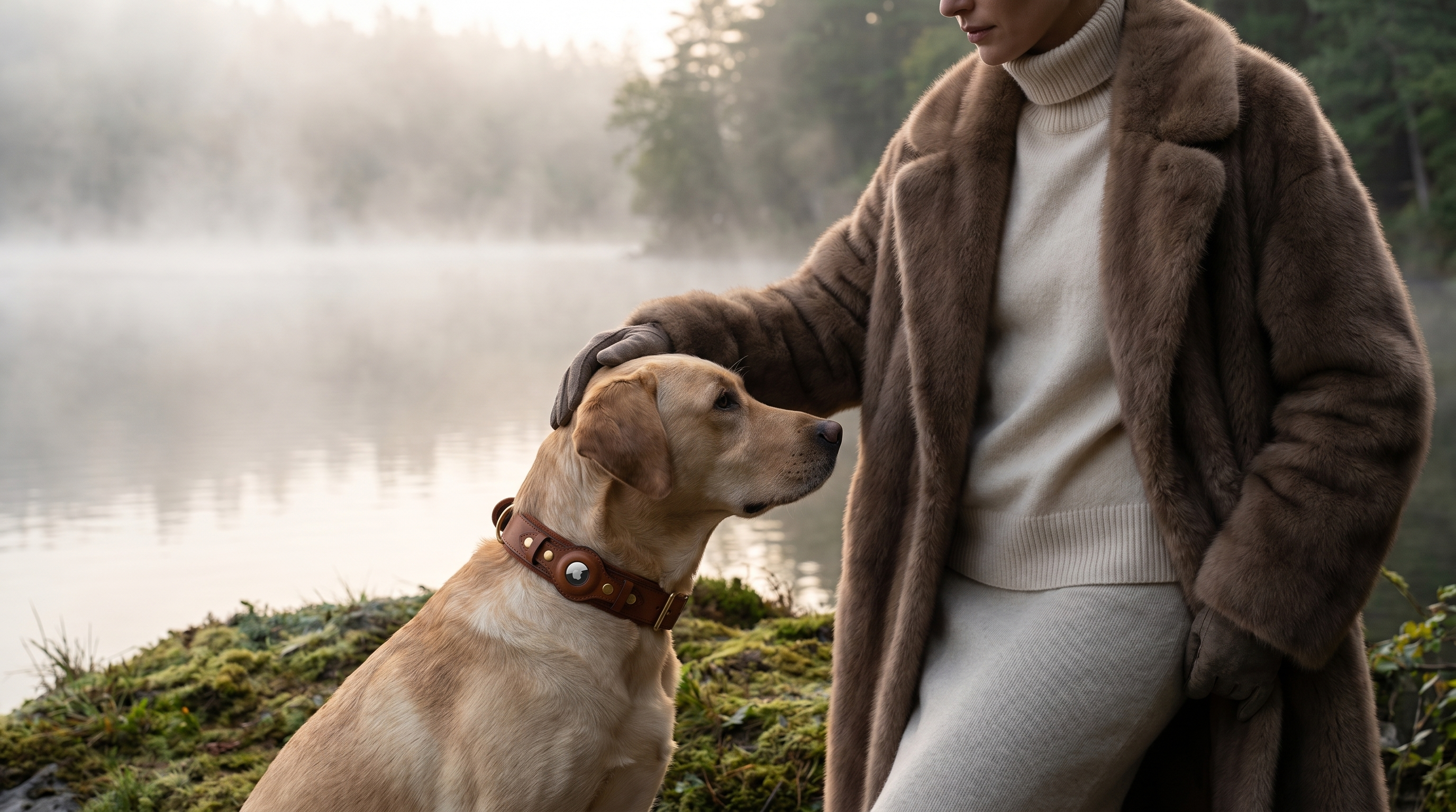 Luxe leren hondenhalsband met AirTag (tracker voor honden)