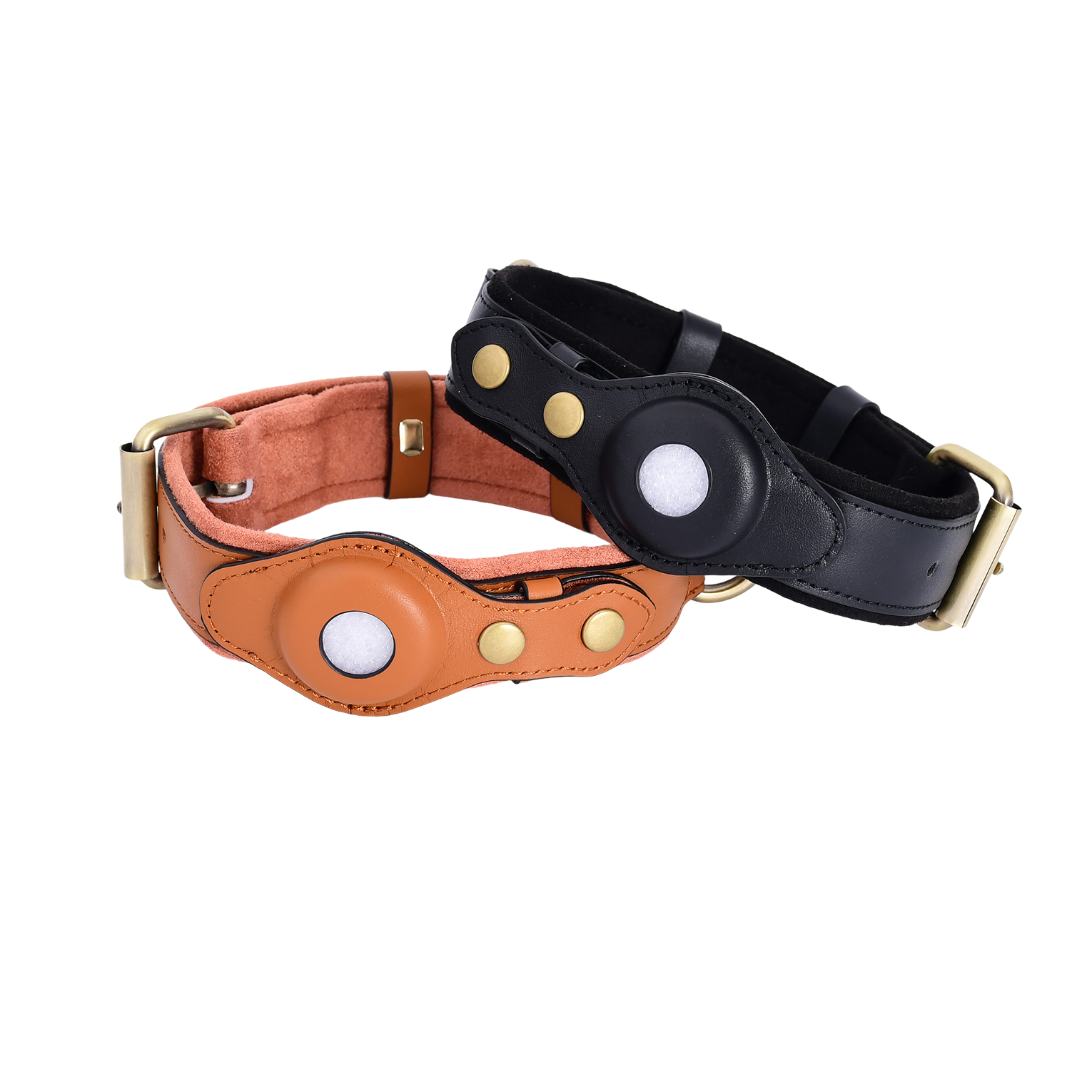 Luxe leren hondenhalsband met AirTag (tracker voor honden)