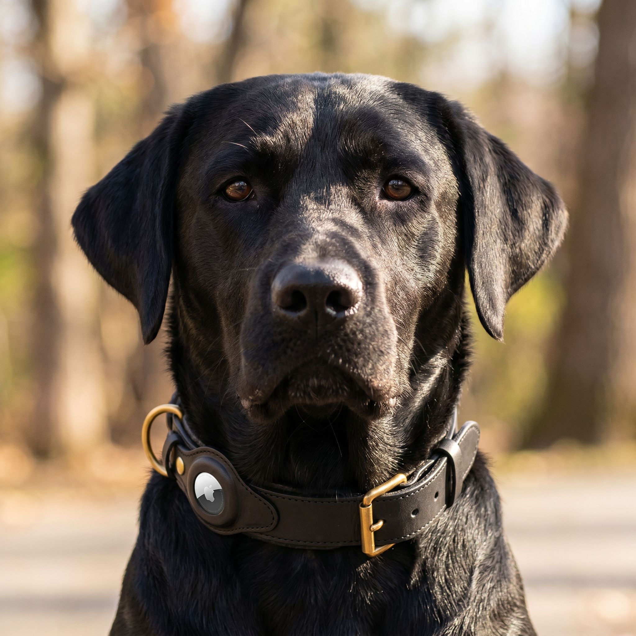 Luxe leren hondenhalsband met AirTag (tracker voor honden)
