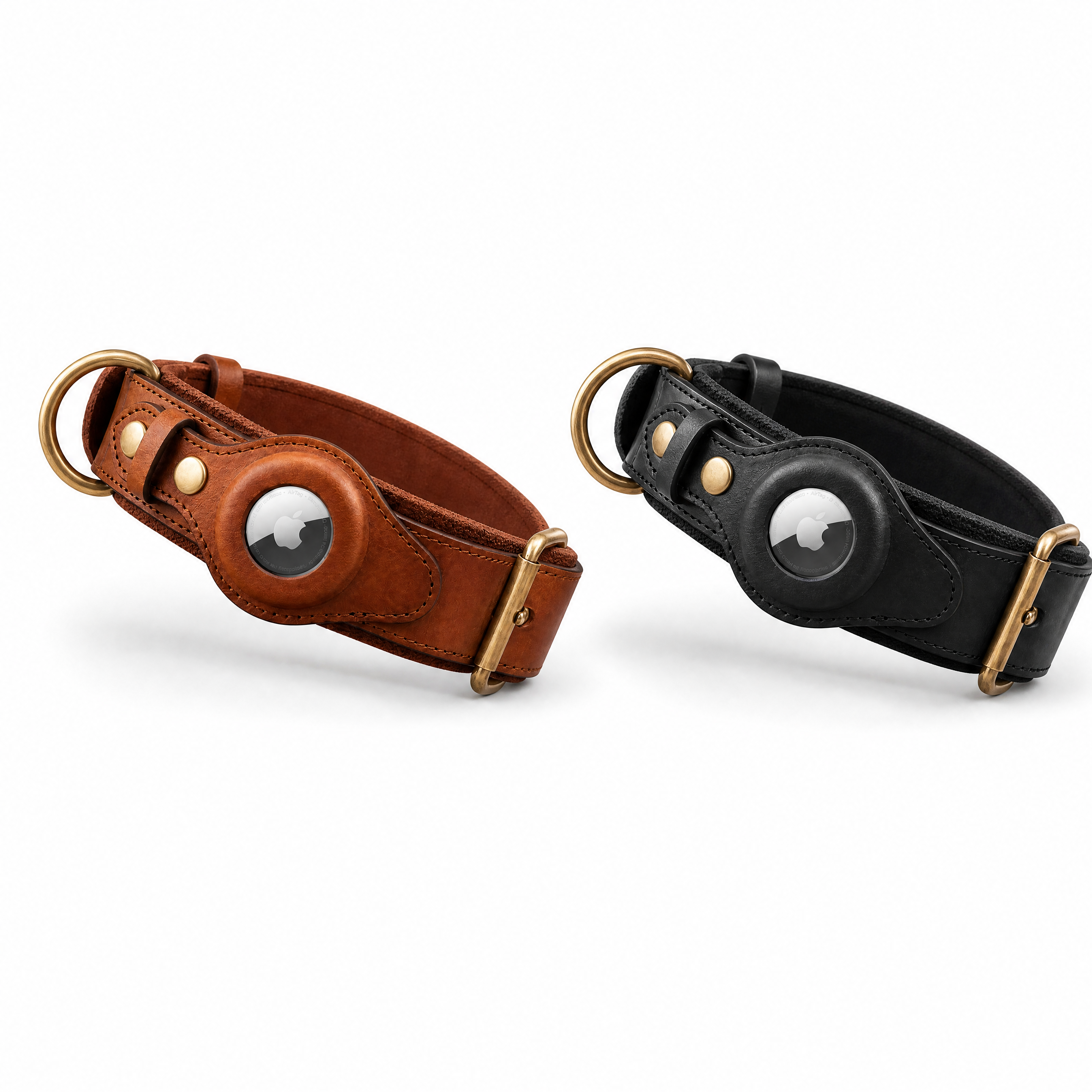Luxe leren hondenhalsband met AirTag (tracker voor honden)