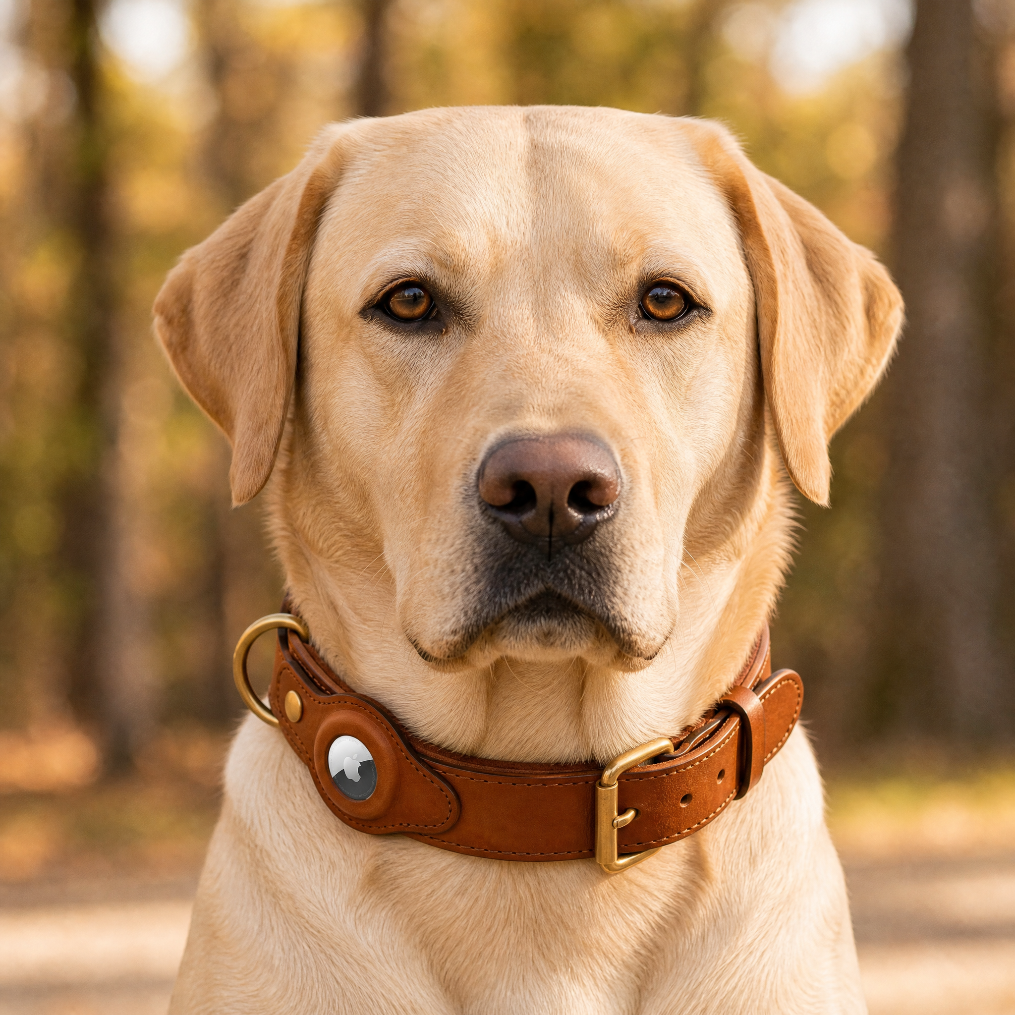 Luxe leren hondenhalsband met AirTag (tracker voor honden)