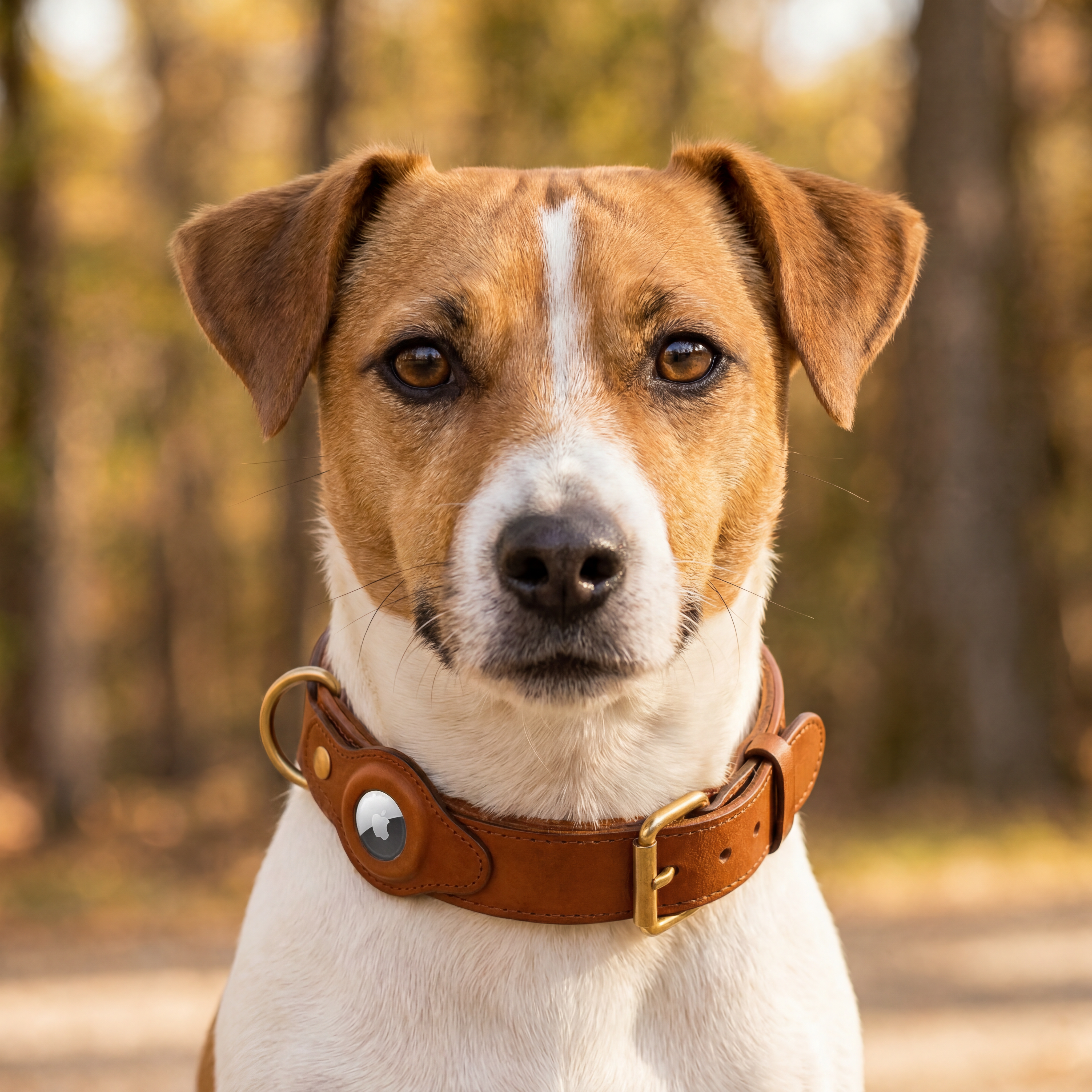 Luxe leren hondenhalsband met AirTag (tracker voor honden)