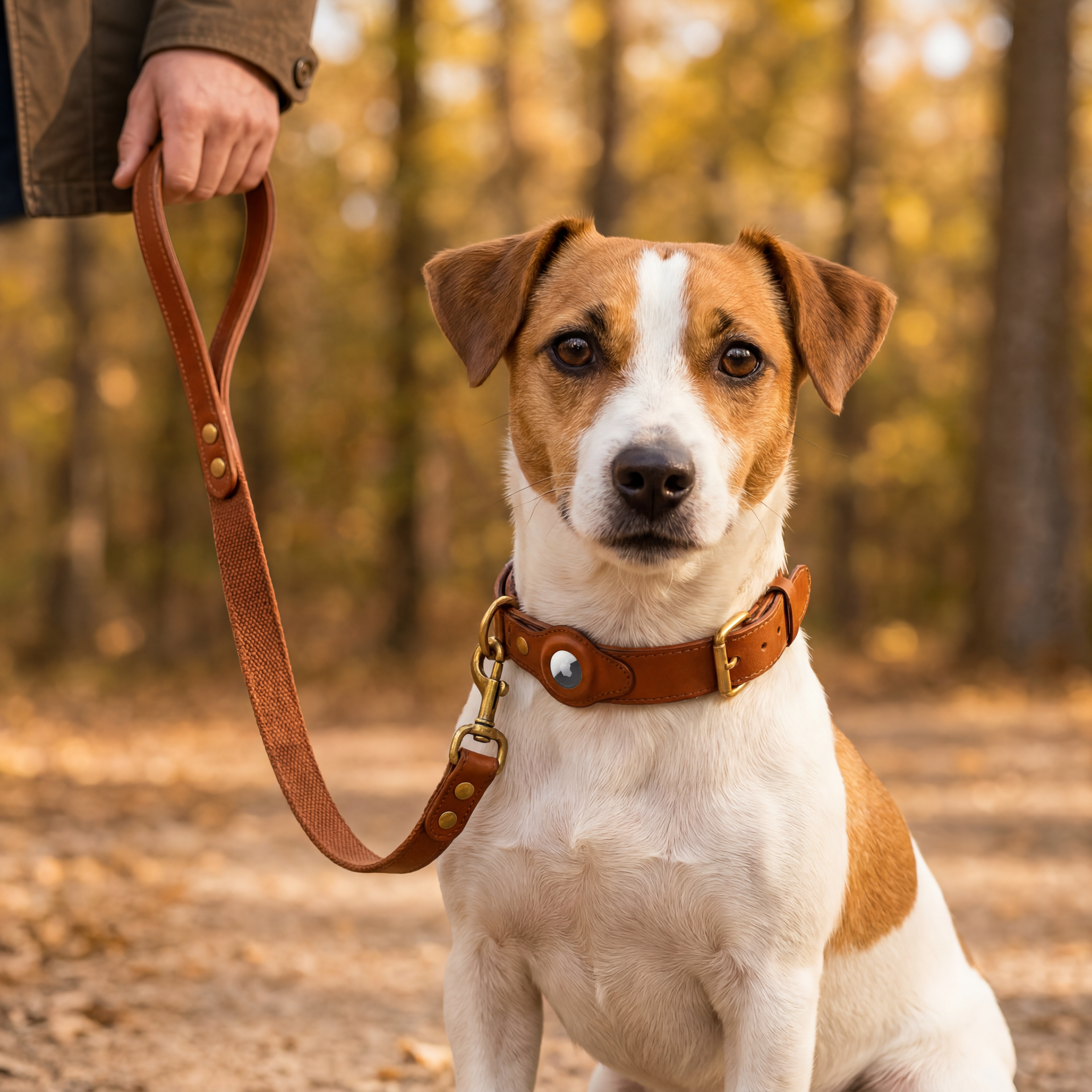 Luxe leren hondenhalsband met AirTag (tracker voor honden)