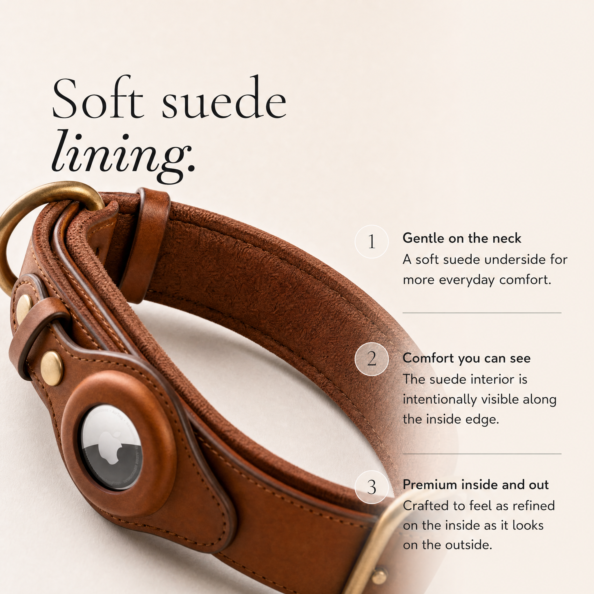 Luxe leren hondenhalsband met AirTag (tracker voor honden)